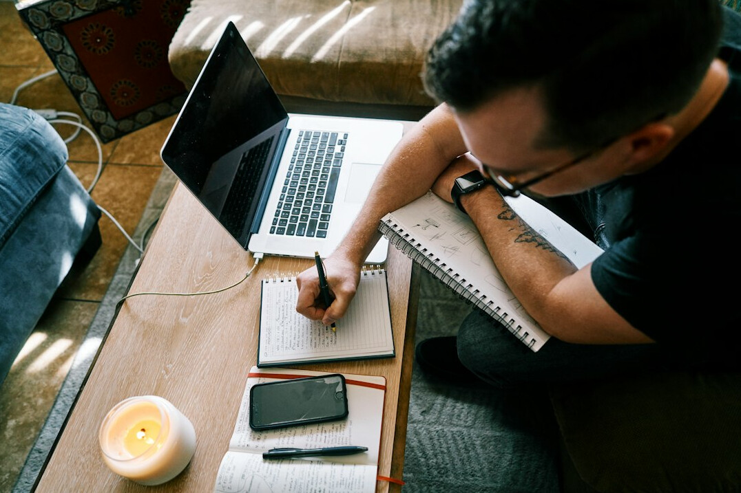 beginner writer at desk